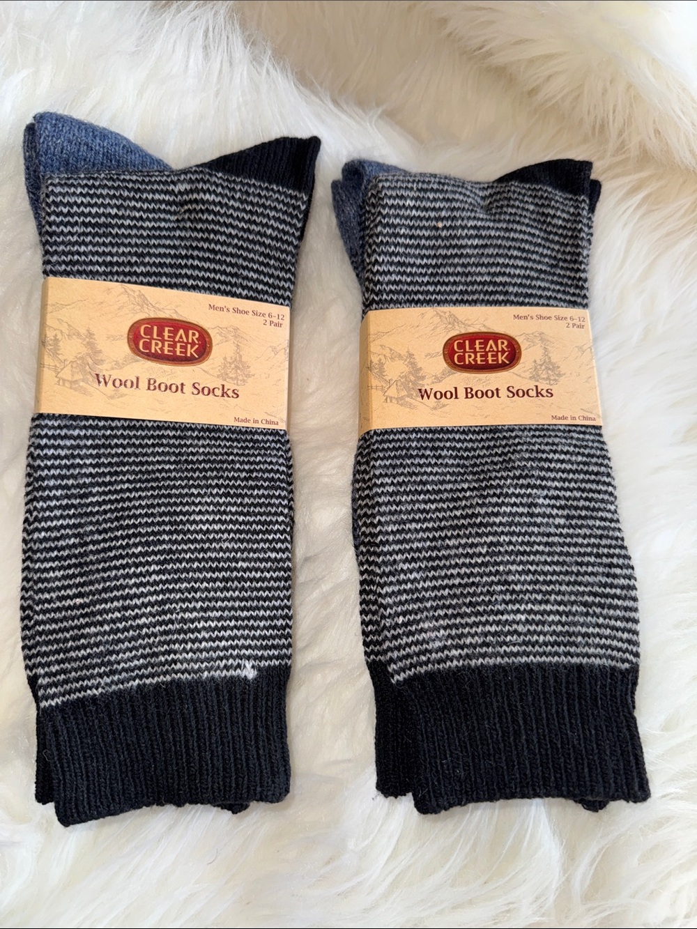 Men's Black & Gray Wool Boot Socks - 2 Pair